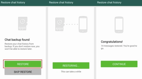 restore whatsapp from backup