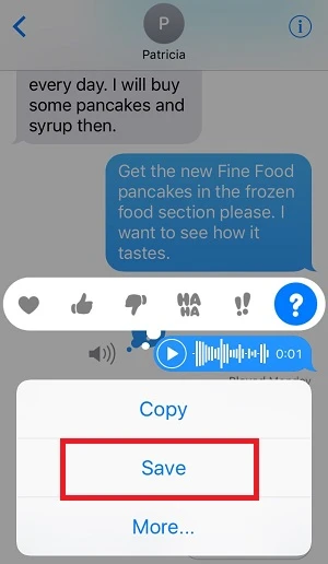 save audio messges as voice memo