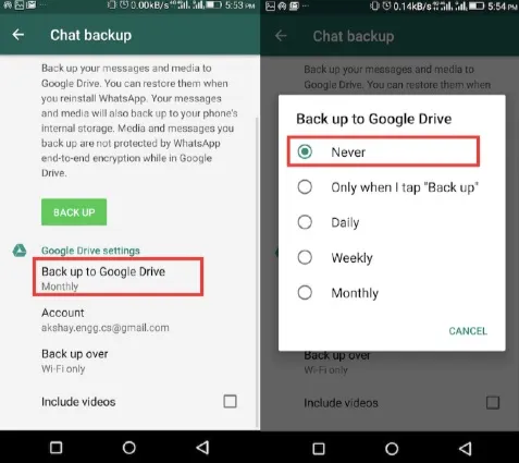 backup whatsapp to local android