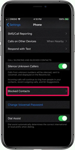 blocked phone number on iphone