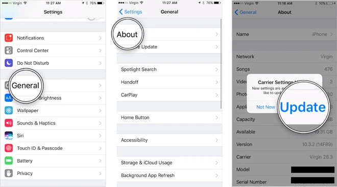 carrier settings update on iphone