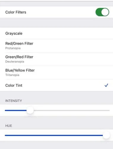 change color filter settings iphone