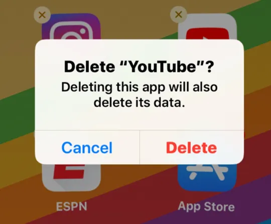 delete youtube app