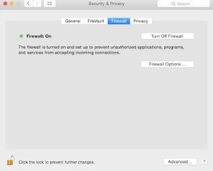 disable firewall mac