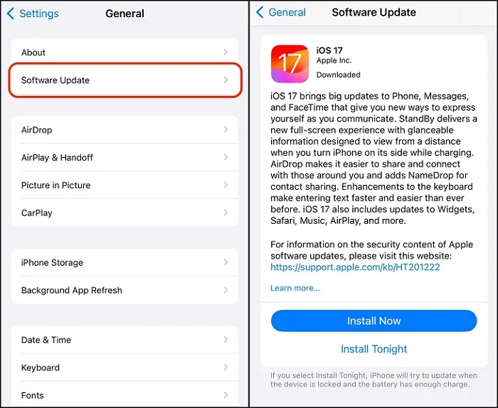 download and install ios update