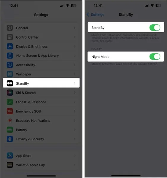 enable standby mode in ios 17