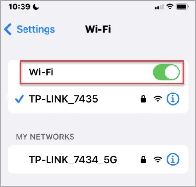 check iphone wifi