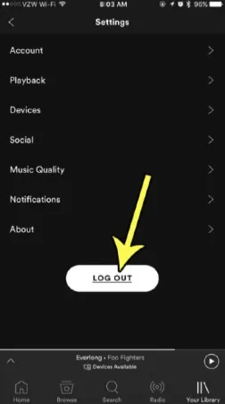 log out of spotify account