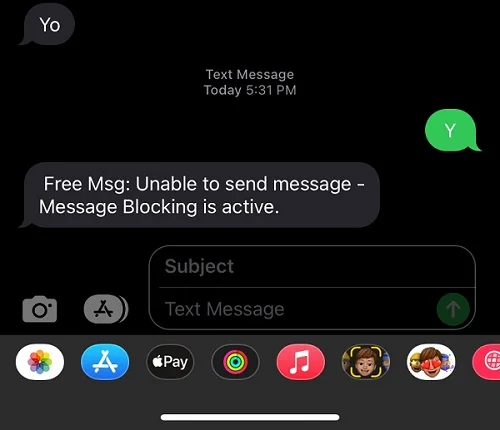 message blocking is active iphone