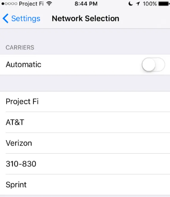 turn off network selection on iphone