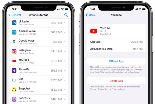 offload youtube app