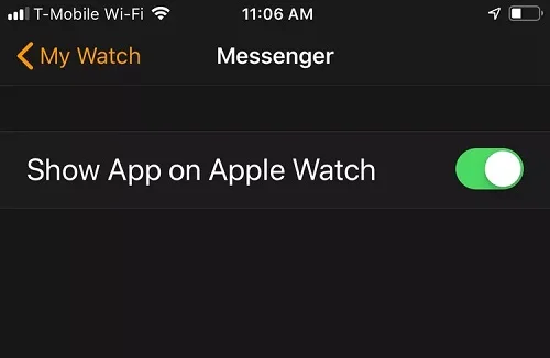 show facebook messenger app on apple watch