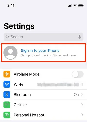 sign in apple id on iphone