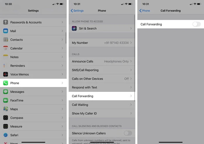 turn off call forwarding on iphone