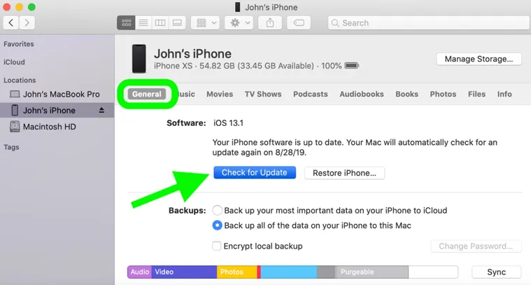 update iphone on mac