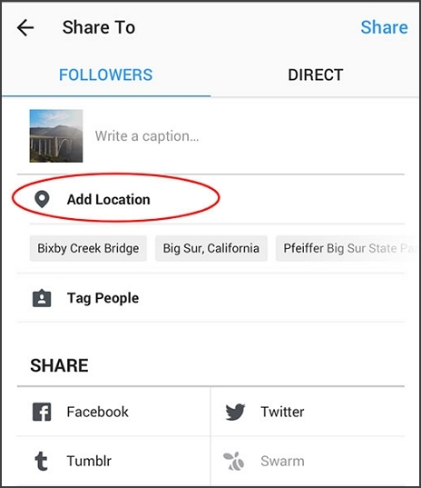 add location instagram