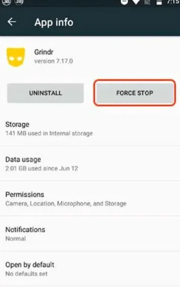 force stop grindr