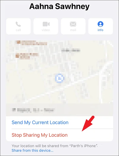 stop share my location message