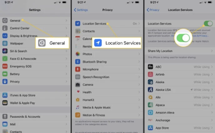 turn off location services iphone