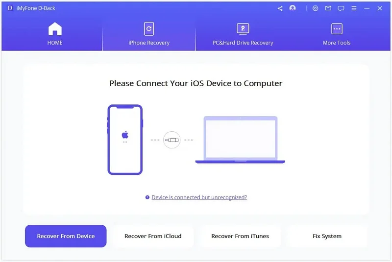 1. Connect iPhone to PC