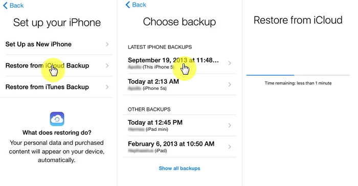 restore iphone from icloud