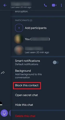 block contact on viber