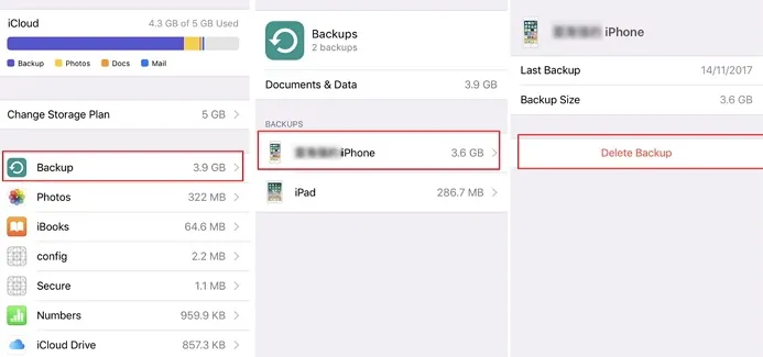 delete icloud backup on iphone