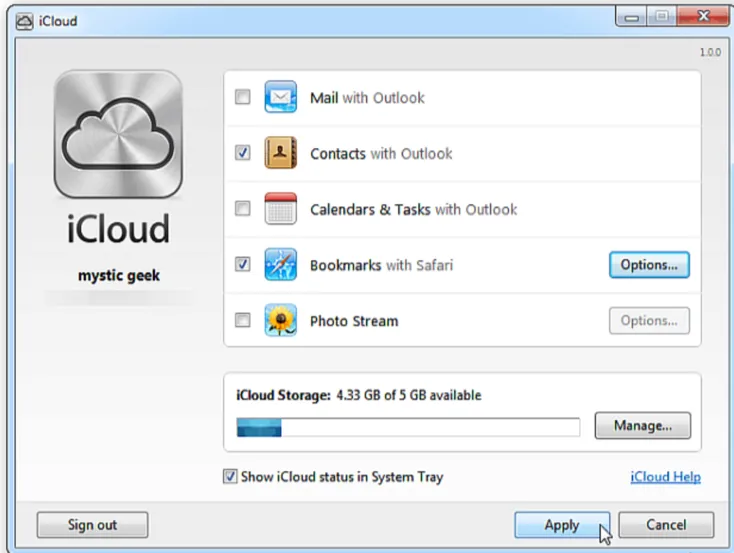 icloud control panel