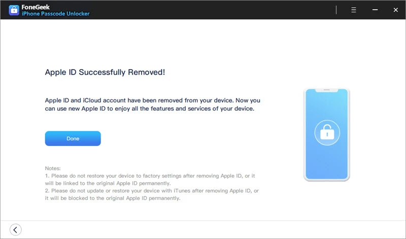 successfully remove apple id 