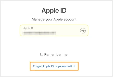 apple id home screen forgot password id