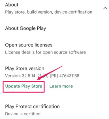 update play store